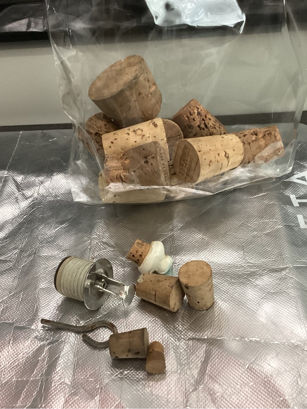 Vtg. Cork Stoppers, includes 1940 Snap-Tite stainless steel